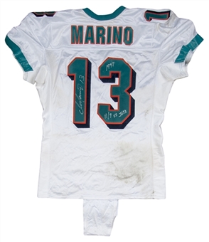 1997 Dan Marino Game Used and Signed/Inscribed Miami Dolphins White Home Jersey Worn on 11/9/97 (Marino LOA)